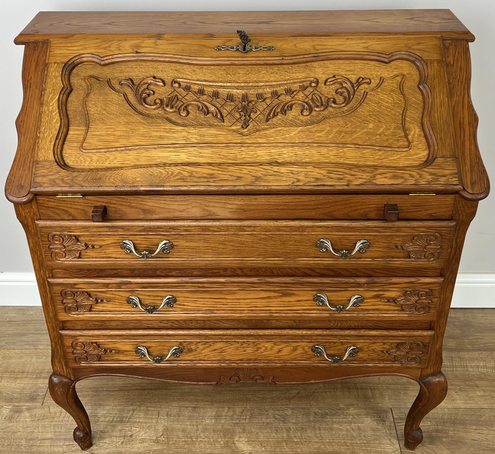 Secretaire Writing Desk Vintage French Style Oak Rare Bureau Cabinet (1 of 17) Secretaire Writing Desk Vintage French Style Oak Rare Bureau Cabinet (1 of 17)
