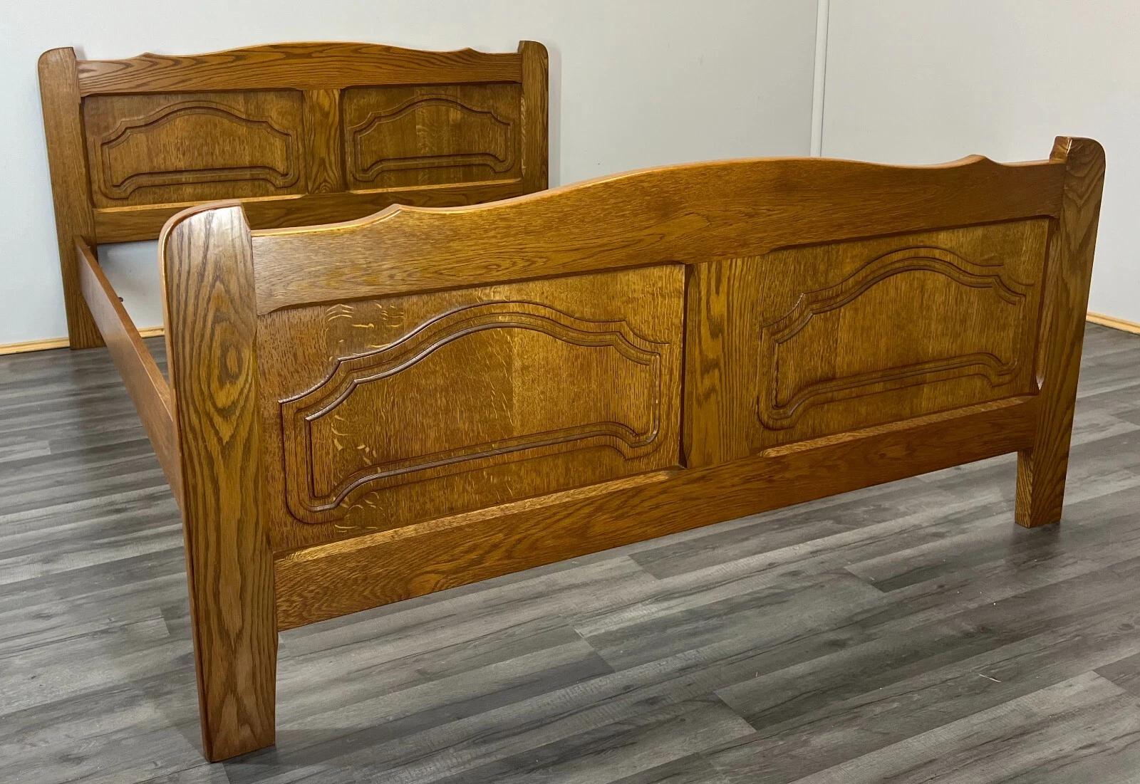 Bed Vintage French Style Oak Double Bed Frame Carved Headboard (1 of 8) Bed Vintage French Style Oak Double Bed Frame Carved Headboard (1 of 8)