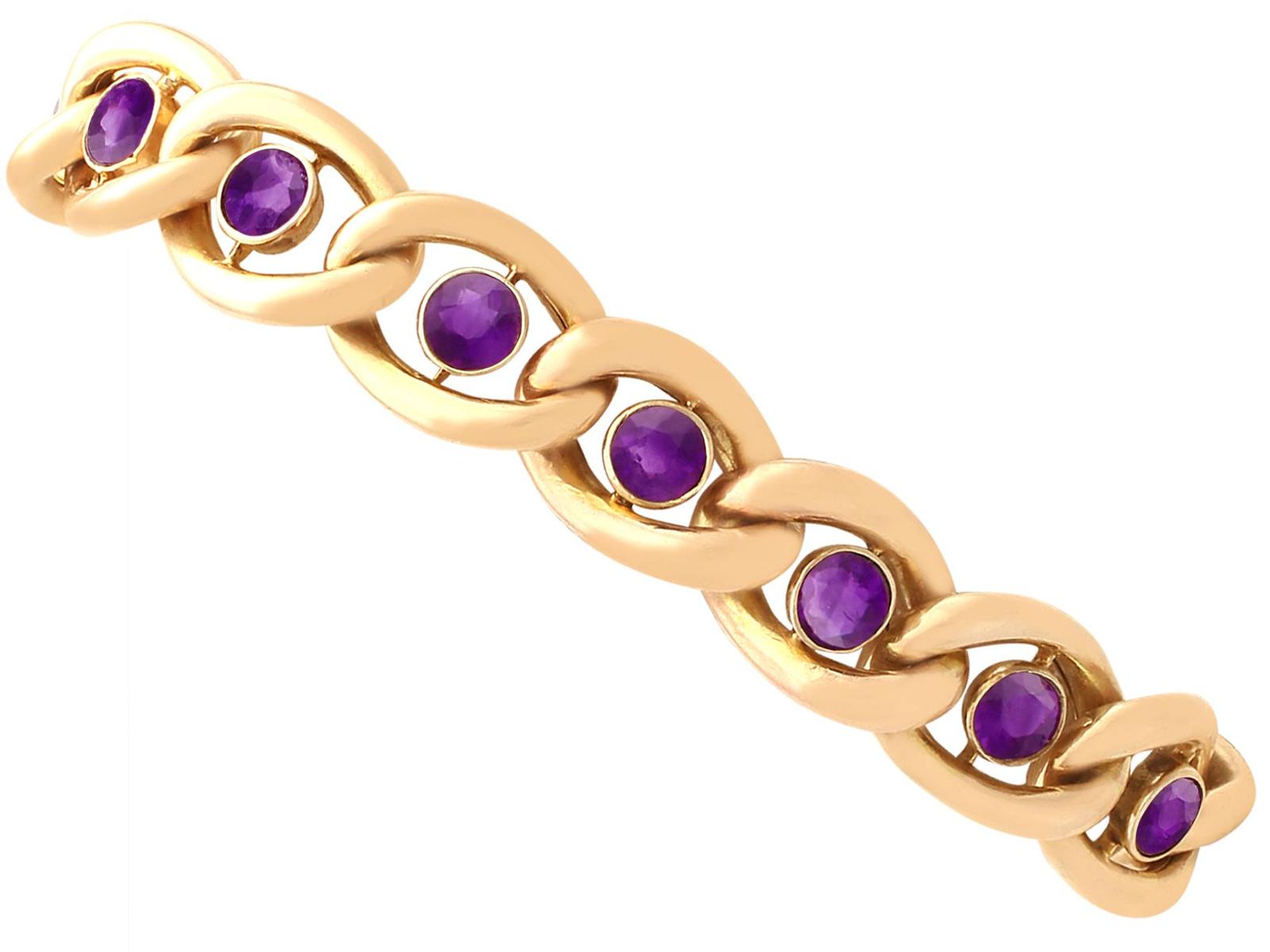 Antique 3.75ct Amethyst & 15ct Yellow Gold Bracelet with Heart Padlock Clasp c.1890 (1 of 19)