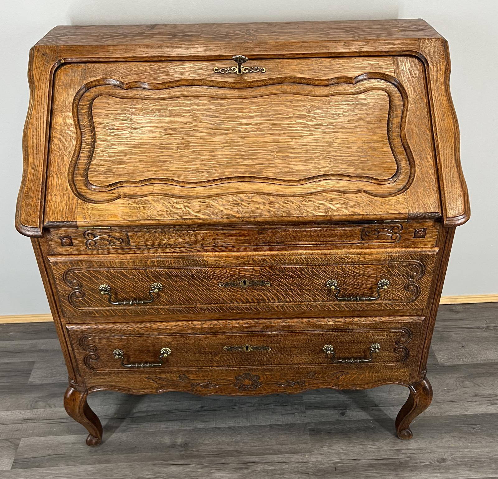 Secretaire Writing Desk - Rare Antique French Carved Bureau Elegant (1 of 16)