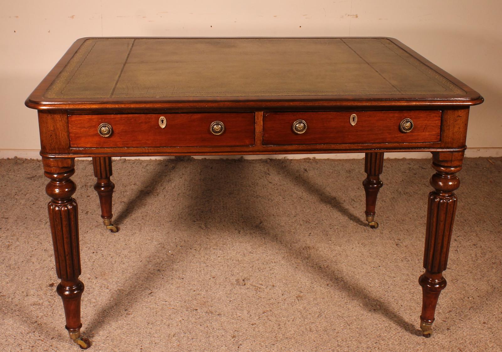 19th Century Mahogany Partner Desk From England (1 of 11)