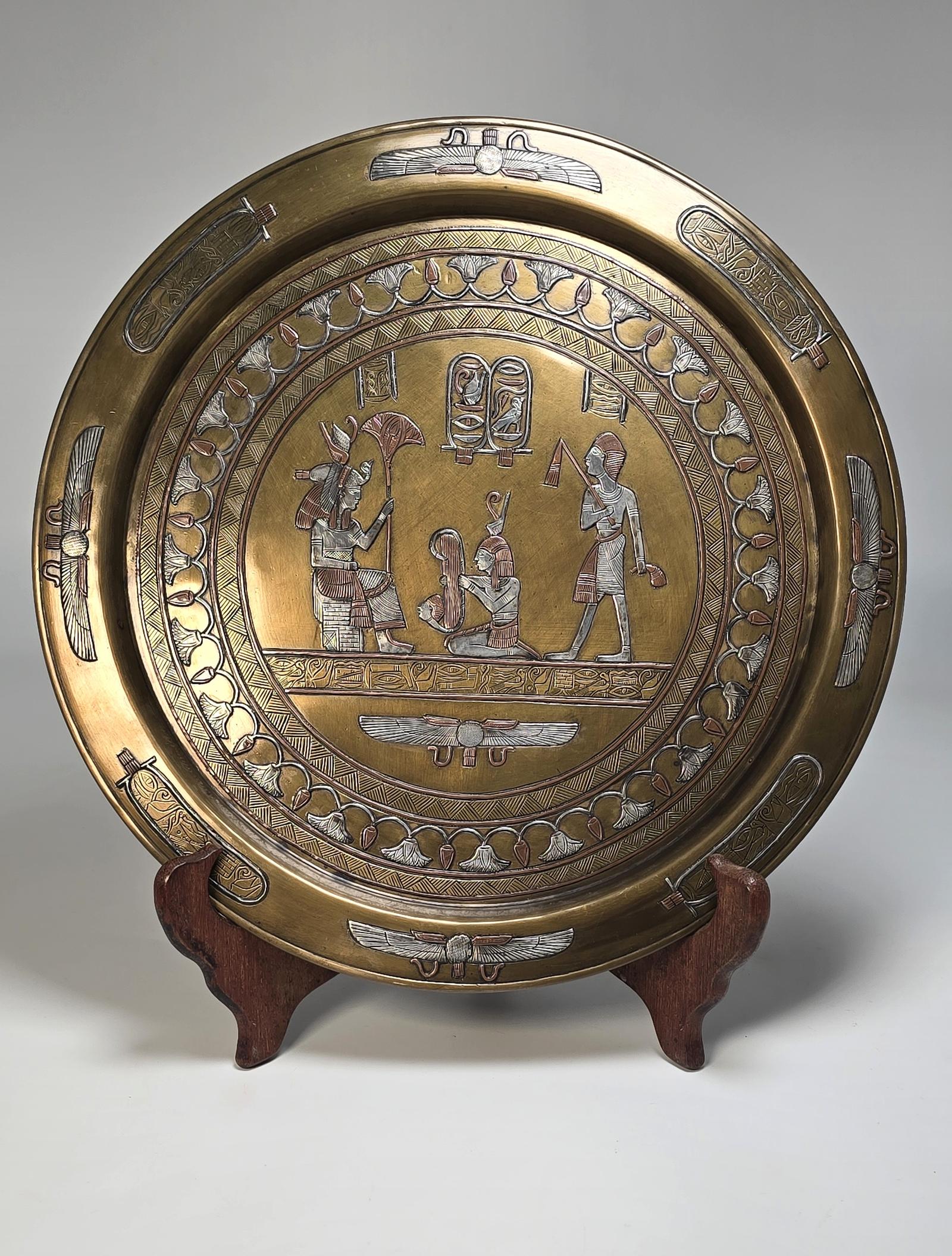 19th Century Egyptian Grand Tour Cairo Ware Silver Inlay Charger (1 of 17)