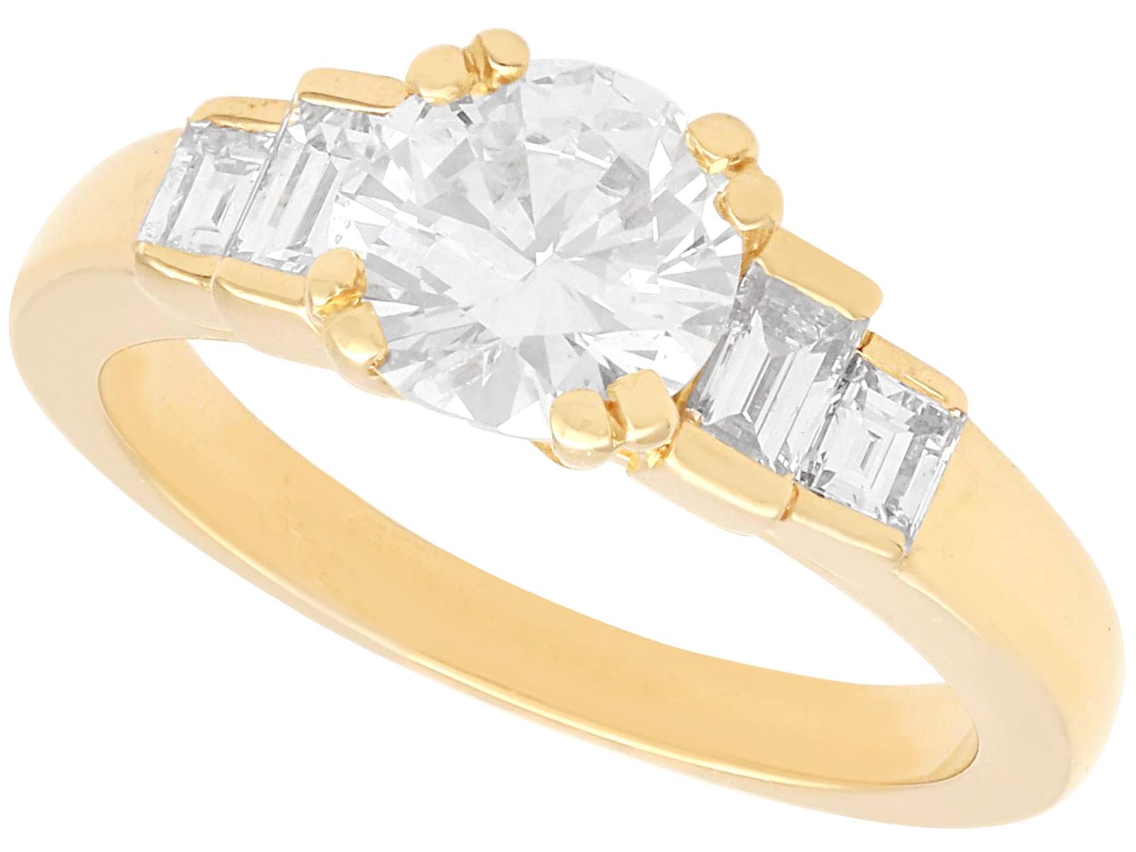 Vintage French 1.38ct Diamond and 18ct Yellow Gold Solitaire Ring Circa 1960 (1 of 11)