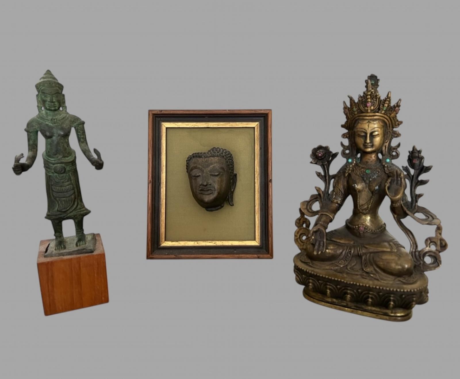 Set Three Bronze Items of Buddist Art (1 of 7)