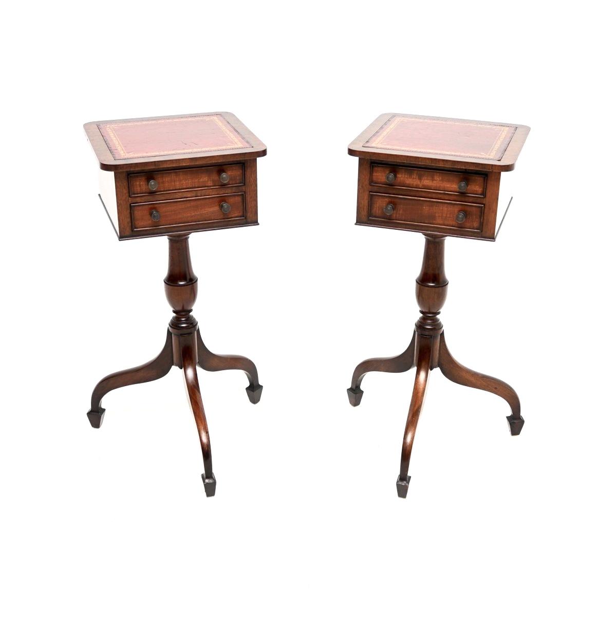 Pair of Mahogany Leather Top Side Tables (1 of 10) Pair of Mahogany Leather Top Side Tables (1 of 10)
