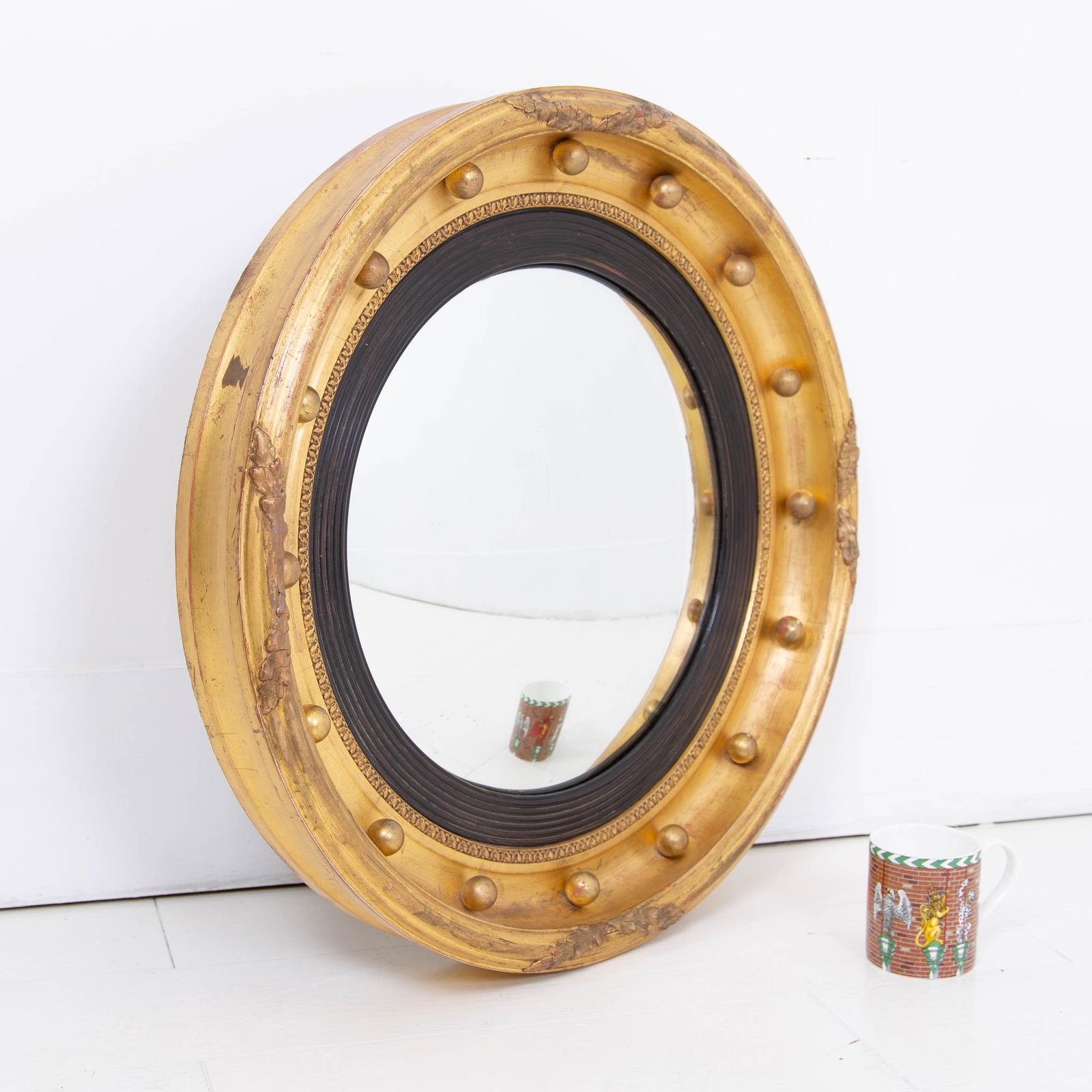 Antique 19th Century Gilt Convex Mirror of Larger Proportions (1 of 14)