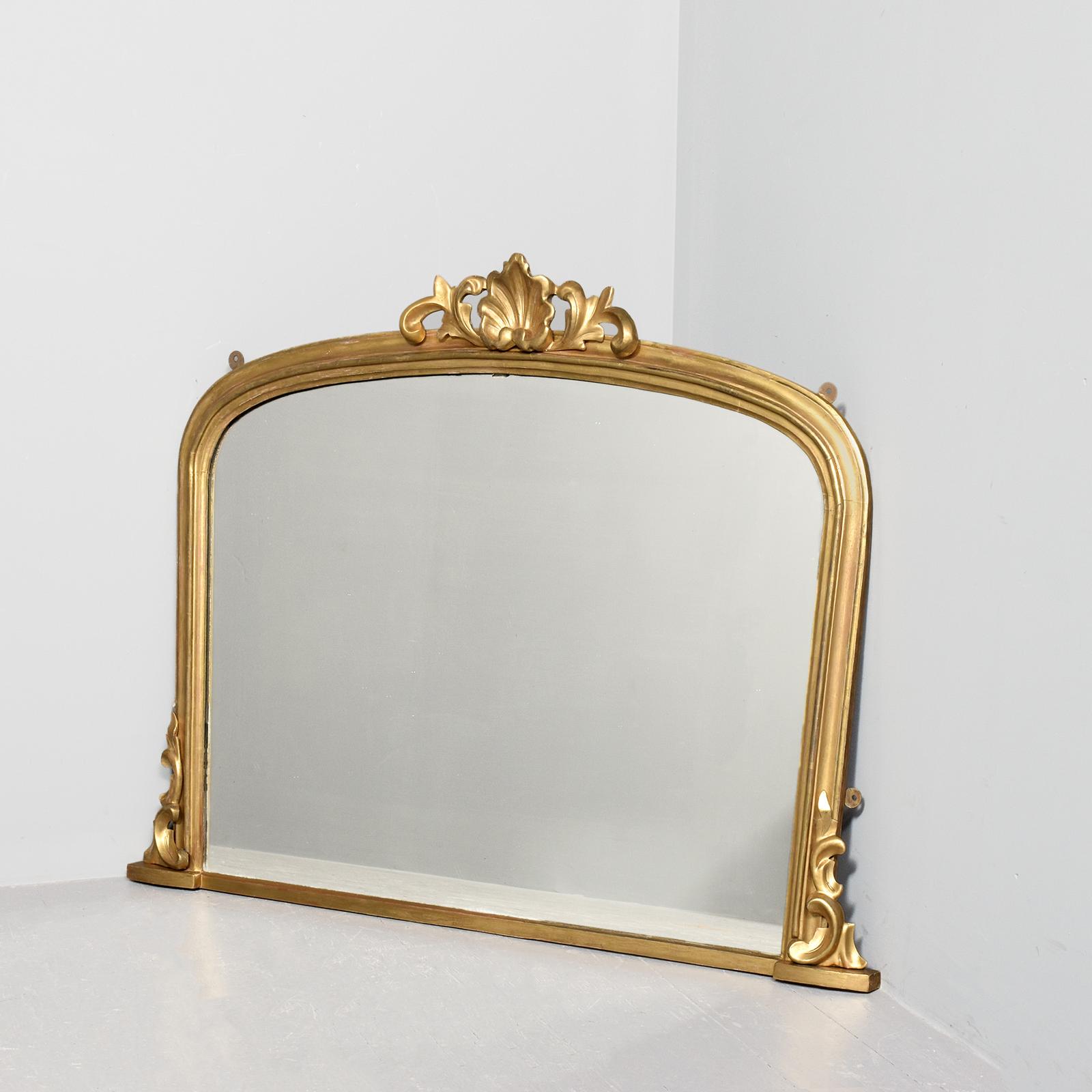 Mid Victorian Arched Giltwood Overmantel Mirror with Original Water Gilding (1 of 6) Mid Victorian Arched Giltwood Overmantel Mirror with Original Water Gilding (1 of 6)