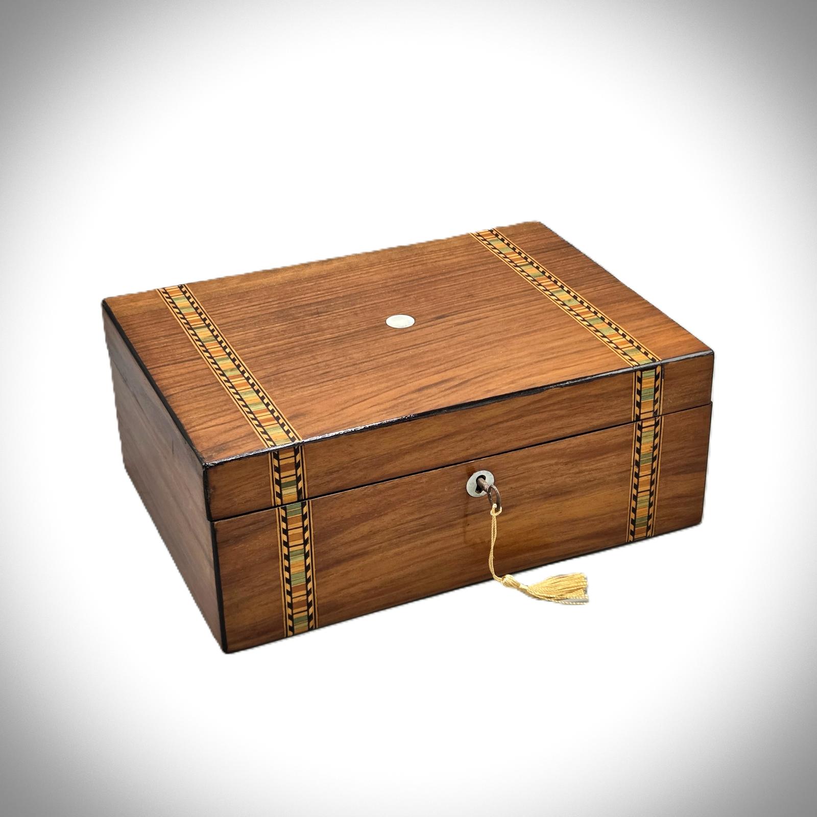 Victorian Walnut & Inlaid Jewellery Box (1 of 8)