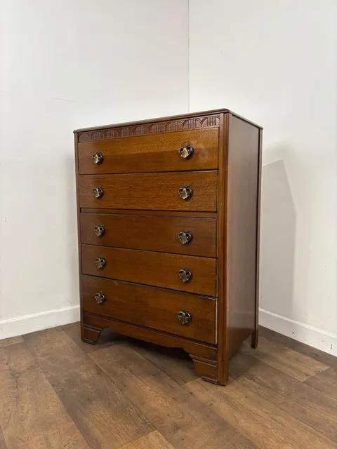 Vintage 'lebus' Oak Five Drawer Bedroom Chest (1 of 13) Vintage 'lebus' Oak Five Drawer Bedroom Chest (1 of 13)