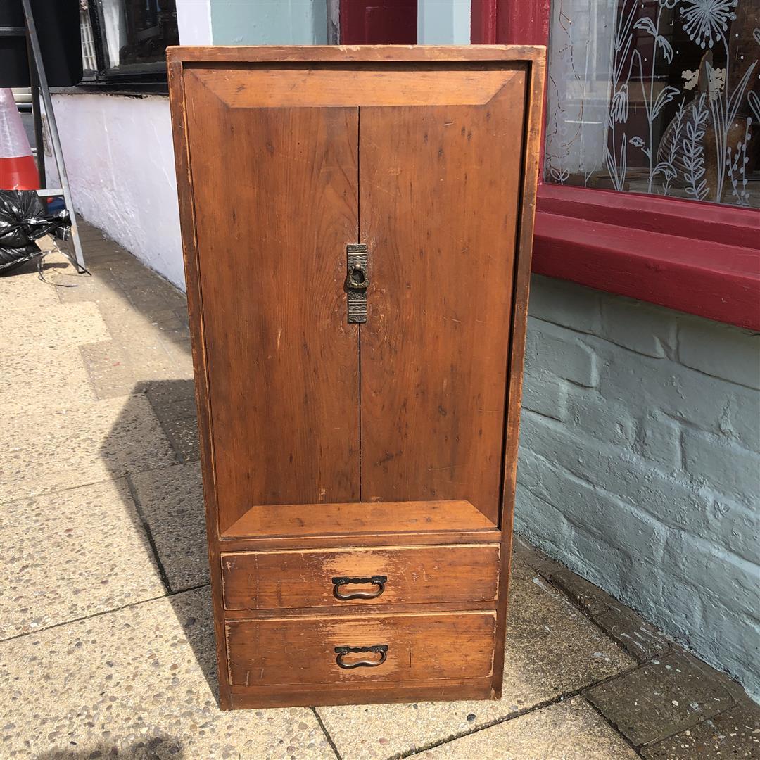 Vintage Japanese Bedside Cabinet with Drawers and Flap Front (1 of 10)