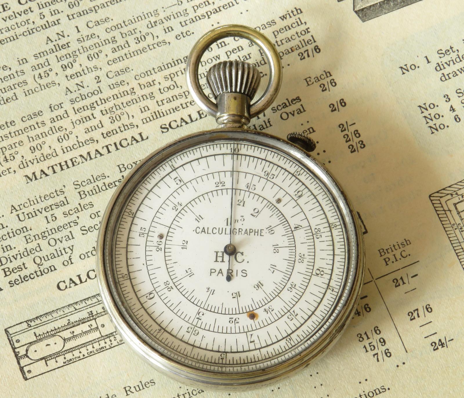 Antique Pocket Watch Type Slide Rule / Calculator c.1890 (1 of 3) Antique Pocket Watch Type Slide Rule / Calculator c.1890 (1 of 3)