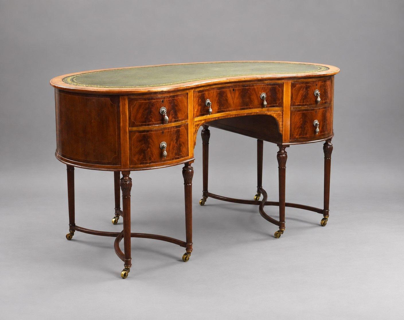 Edwardian Flame Mahogany Kidney-shaped Writing Desk (1 of 12) Edwardian Flame Mahogany Kidney-shaped Writing Desk (1 of 12)