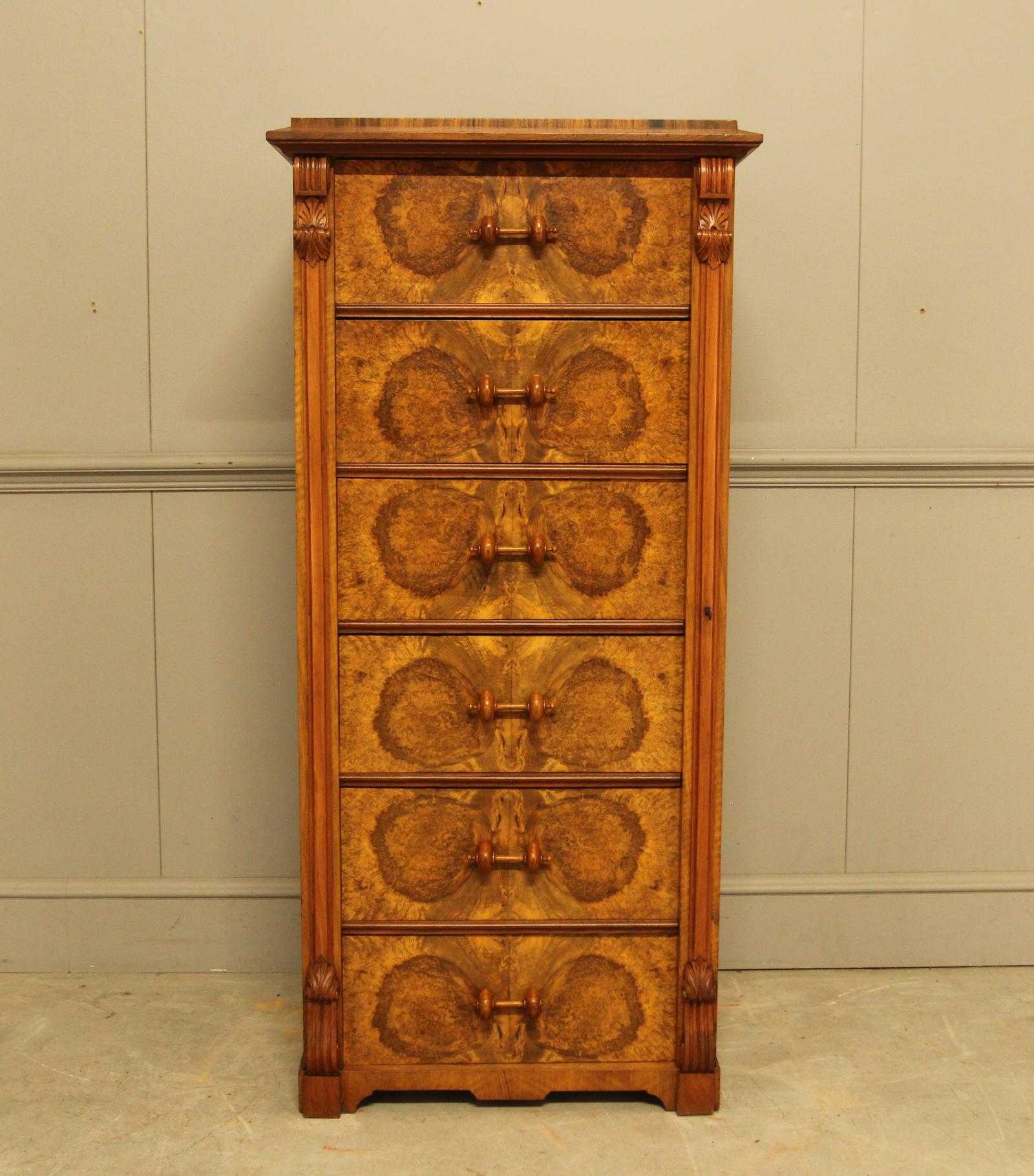 19th Century Tall Swedish Burr Walnut Wellington Chest of Drawers (1 of 12) 19th Century Tall Swedish Burr Walnut Wellington Chest of Drawers (1 of 12)