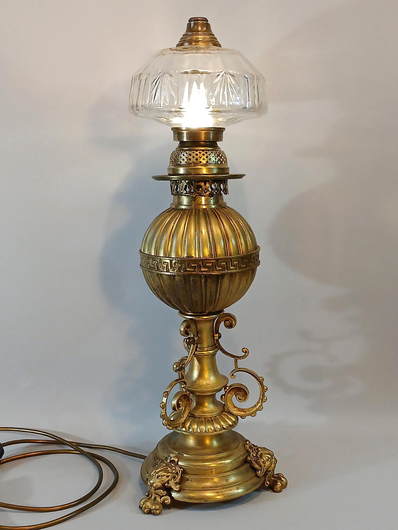 Impressive Elaborate Brass Oil Lamp Turned Into Dimmable Electric Table/side Lamp – GOL013 (1 of 13)
