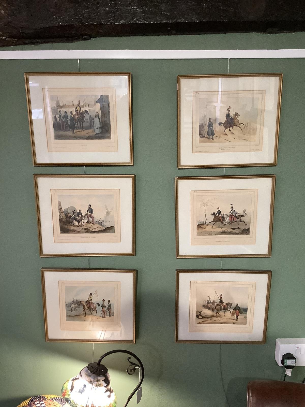 Set of 6 French Military Lithographic Prints ca 1830 (1 of 6)
