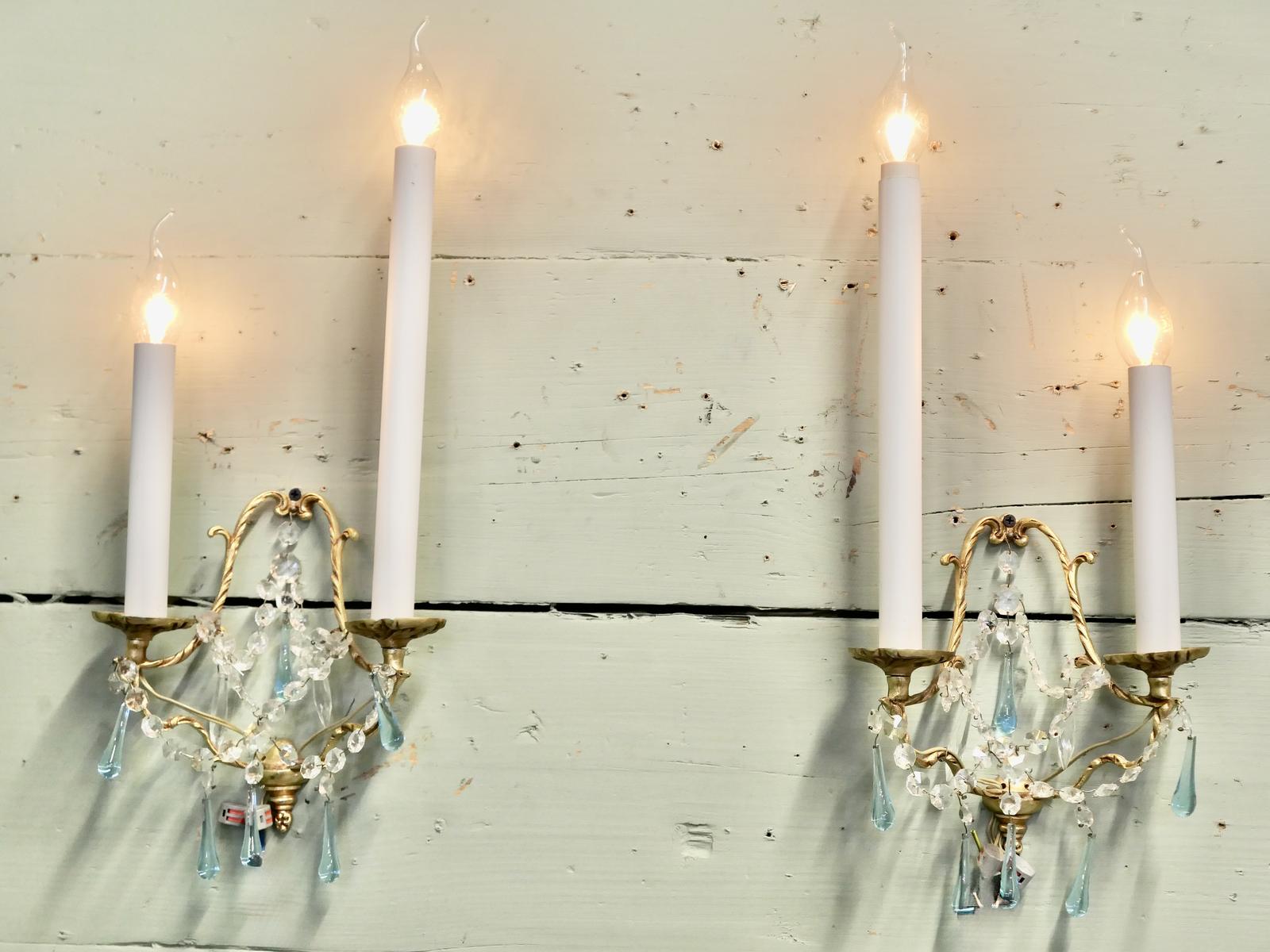Beautiful Pair of Tall French Wall Chandeliers (1 of 4) Beautiful Pair of Tall French Wall Chandeliers (1 of 4)