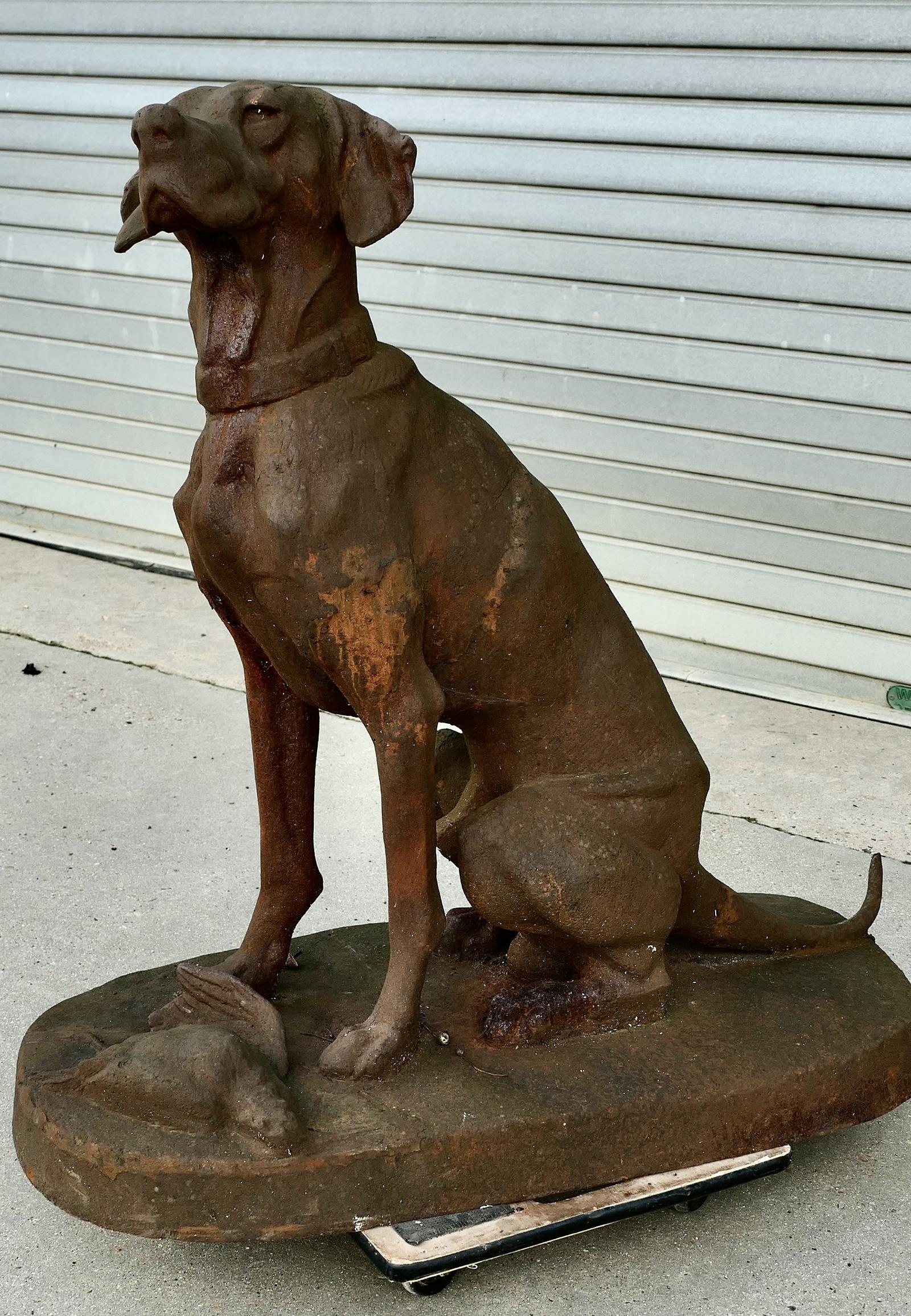 Cast Iron Statue of Hunting Dog With Pheasant (1 of 7)