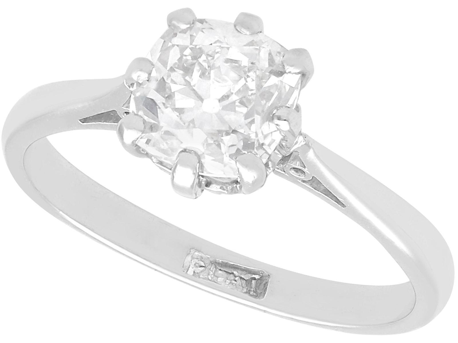Antique 1.10ct Diamond & Platinum Solitaire Ring c.1920 (1 of 11)