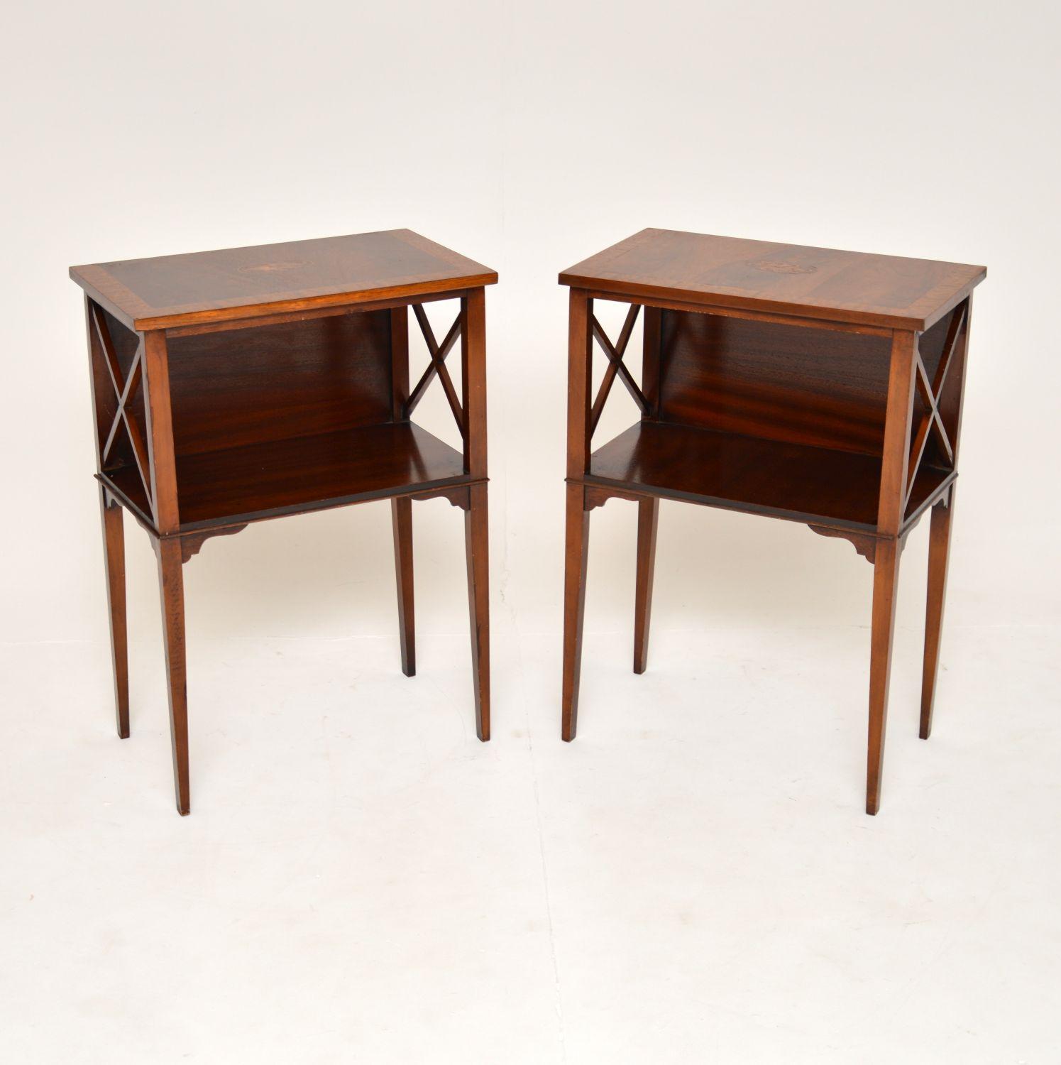 Pair of Sheraton Style Inlaid Mahogany Side Tables (1 of 12) Pair of Sheraton Style Inlaid Mahogany Side Tables (1 of 12)