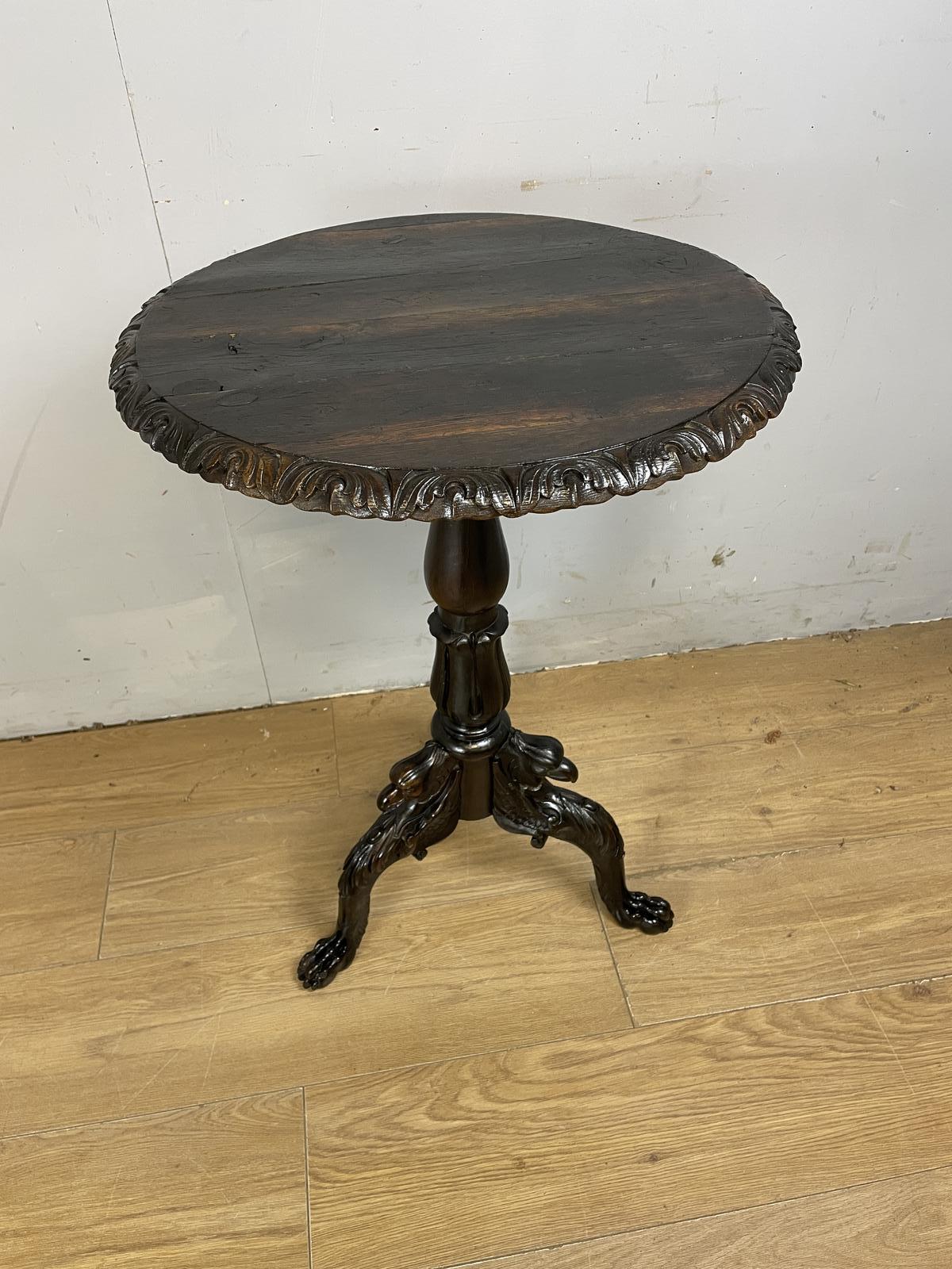 Late C18th Rare Carved Oak Tripod Table (1 of 12)