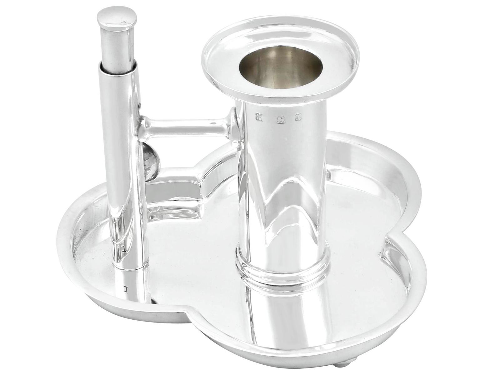 Antique Victorian Sterling Silver Combination Chamberstick and Cigar Cutter (1 of 12)