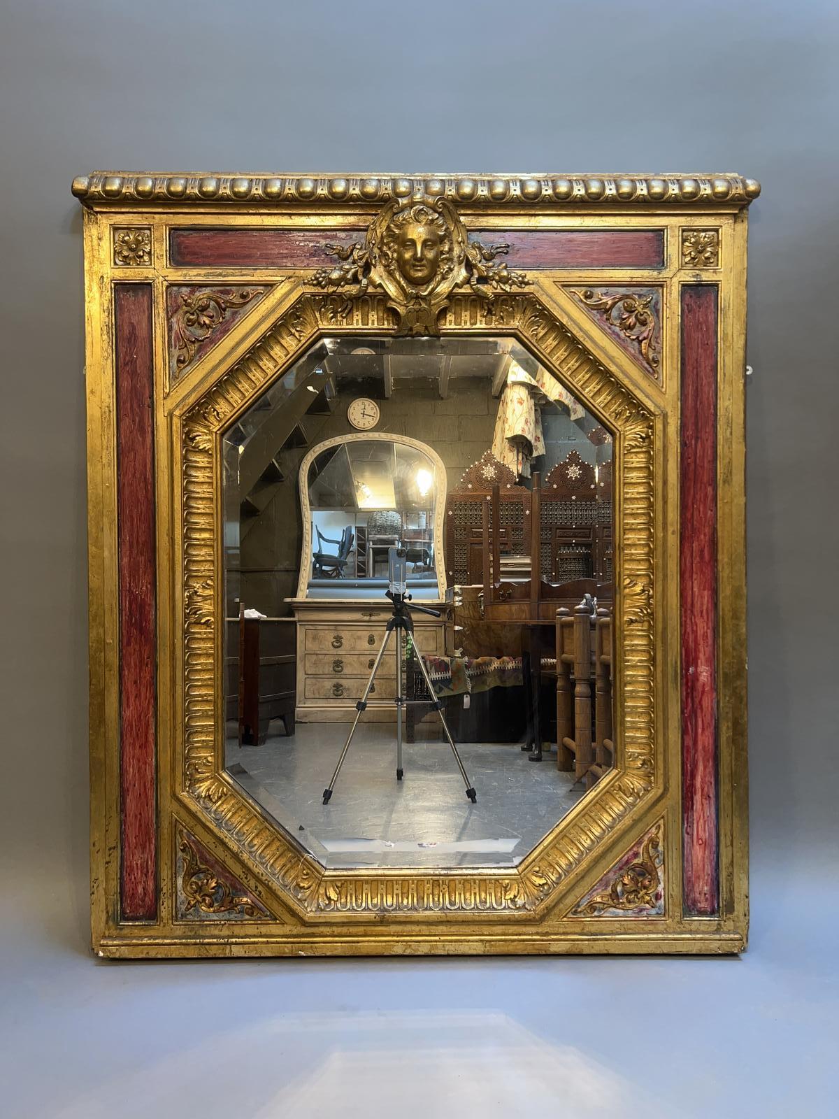 French Gilt & Painted Large Overmantel Mirror (1 of 7) French Gilt & Painted Large Overmantel Mirror (1 of 7)