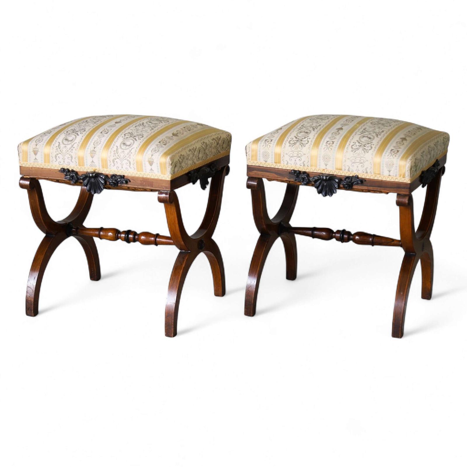 Pair of 19th Century Regency Period Mahogany Stools with Satinwood Stringing circa 1820 (1 of 10)