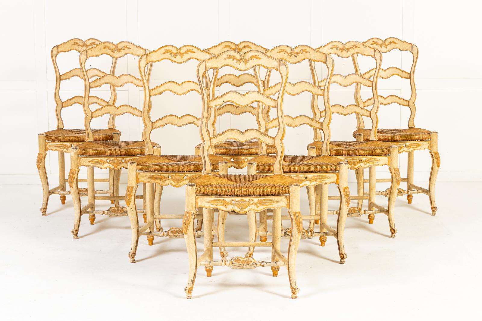 Set of Eight French Painted Chairs c.1940 (1 of 13)