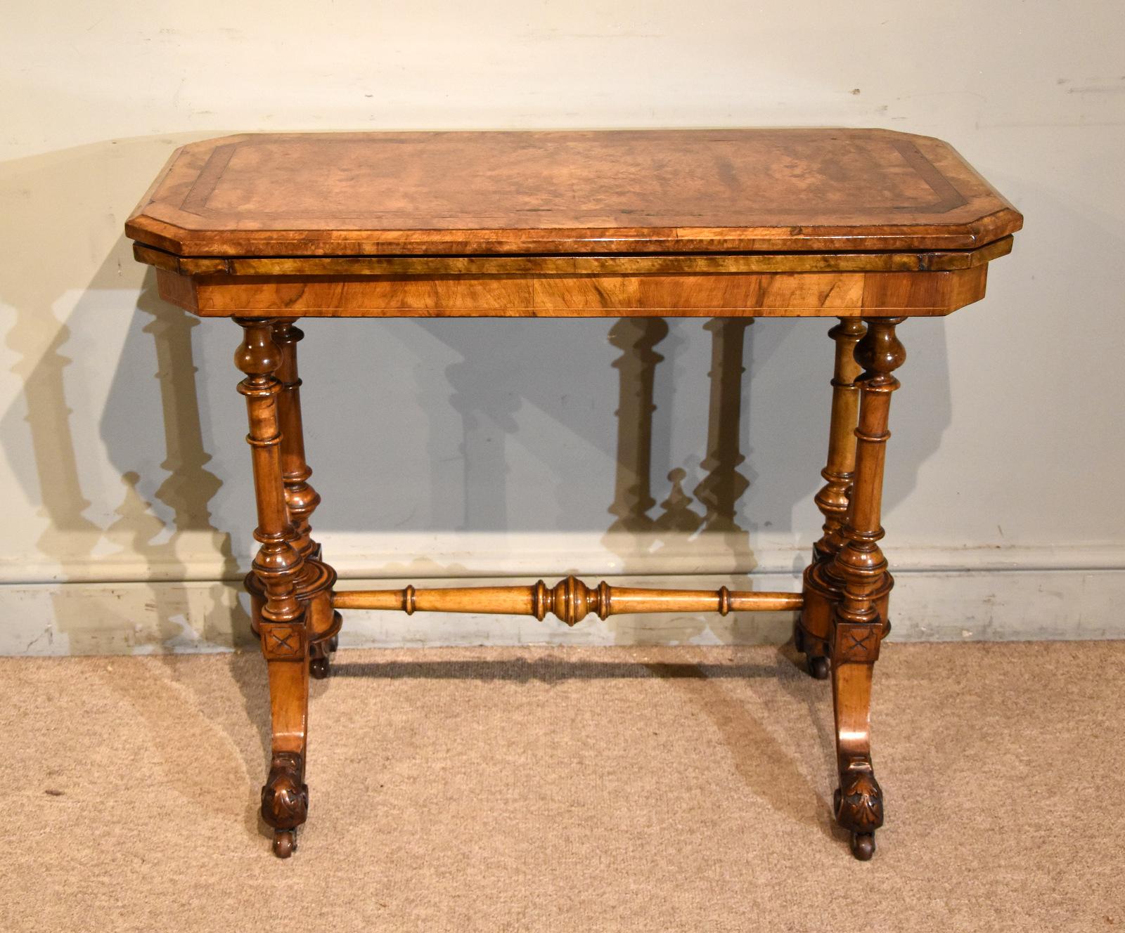 Victorian Burr Walnut Fold-over Card Table (1 of 12)