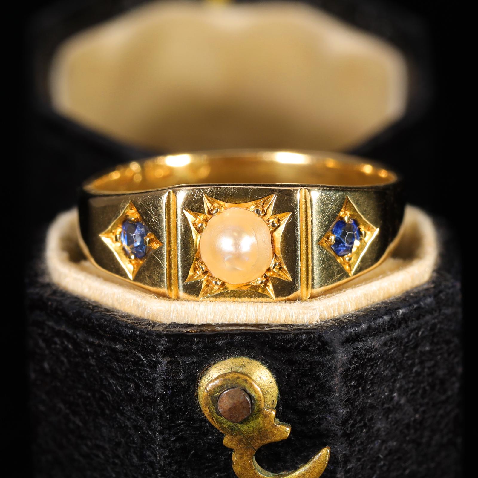The Antique Late Victorian Pearl & Sapphire Ring (1 of 9)
