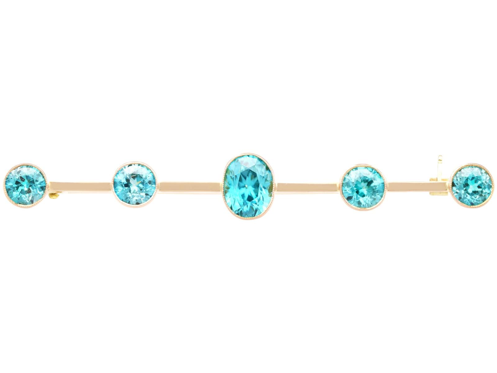 19th Century 5.46ct High Zircon & 9ct Yellow Gold Bar Brooch (1 of 9)