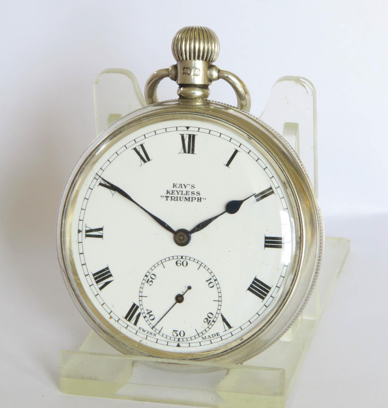 Pocket Watch: 1929 Silver Kays Keyless “Triumph” Pocket Watch (1 of 5)