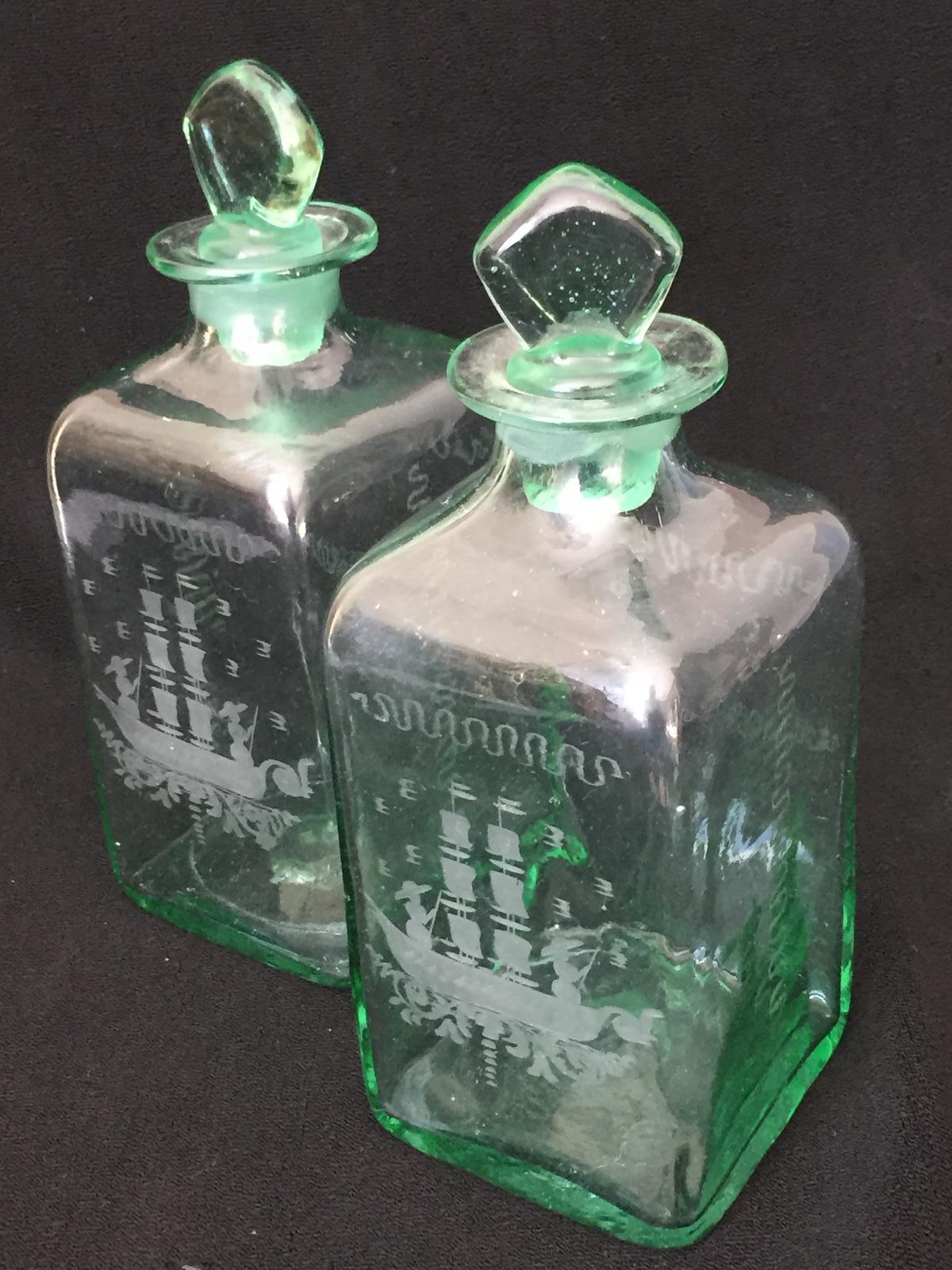 Pair of Georgian Etched Glass Decanters 1750-1780 (1 of 11)