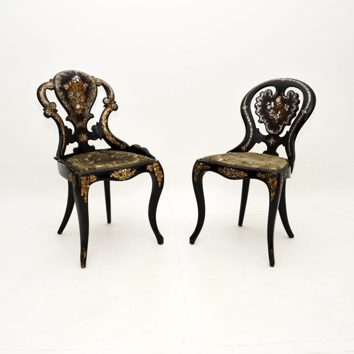 Pair of Antique Victorian Papier Mache Chairs (1 of 13)