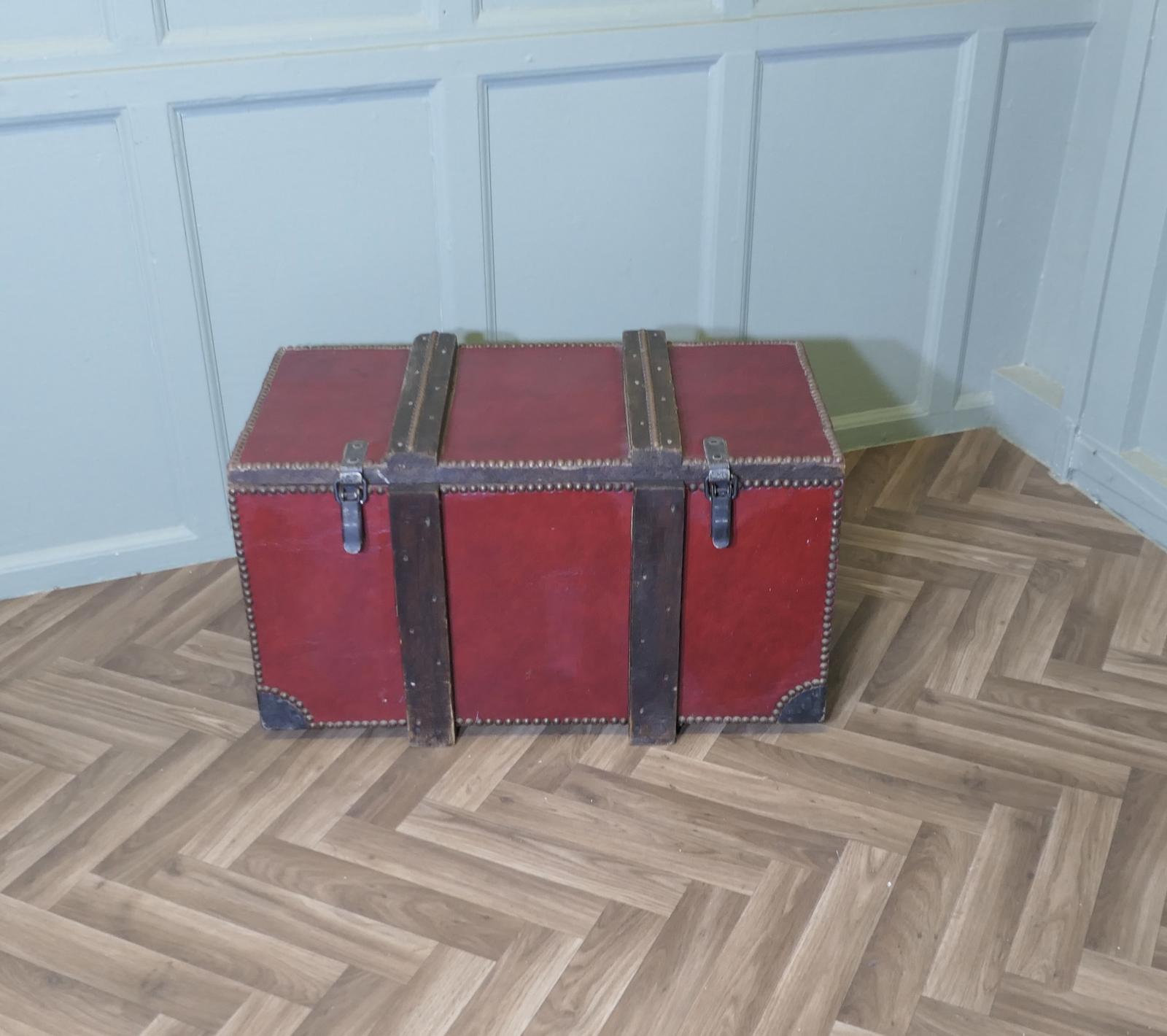 Purpose Made Leather Travel Trunk Strong Box (1 of 6)