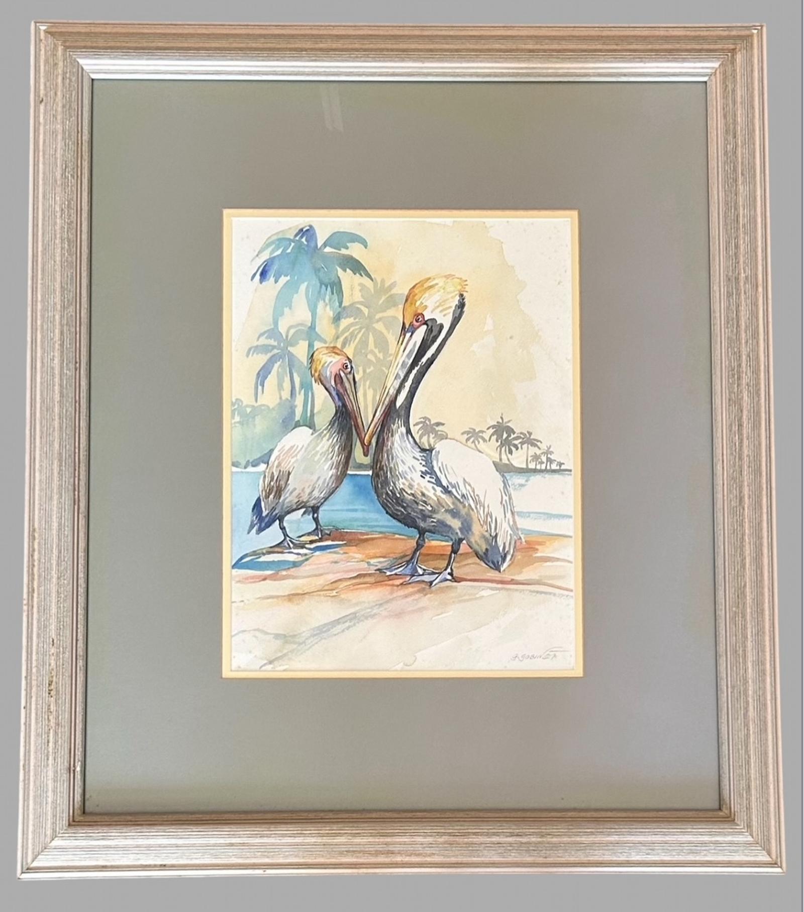Gilly Gobinet - Pelican - Watercolour on Paper Signed (1 of 3)