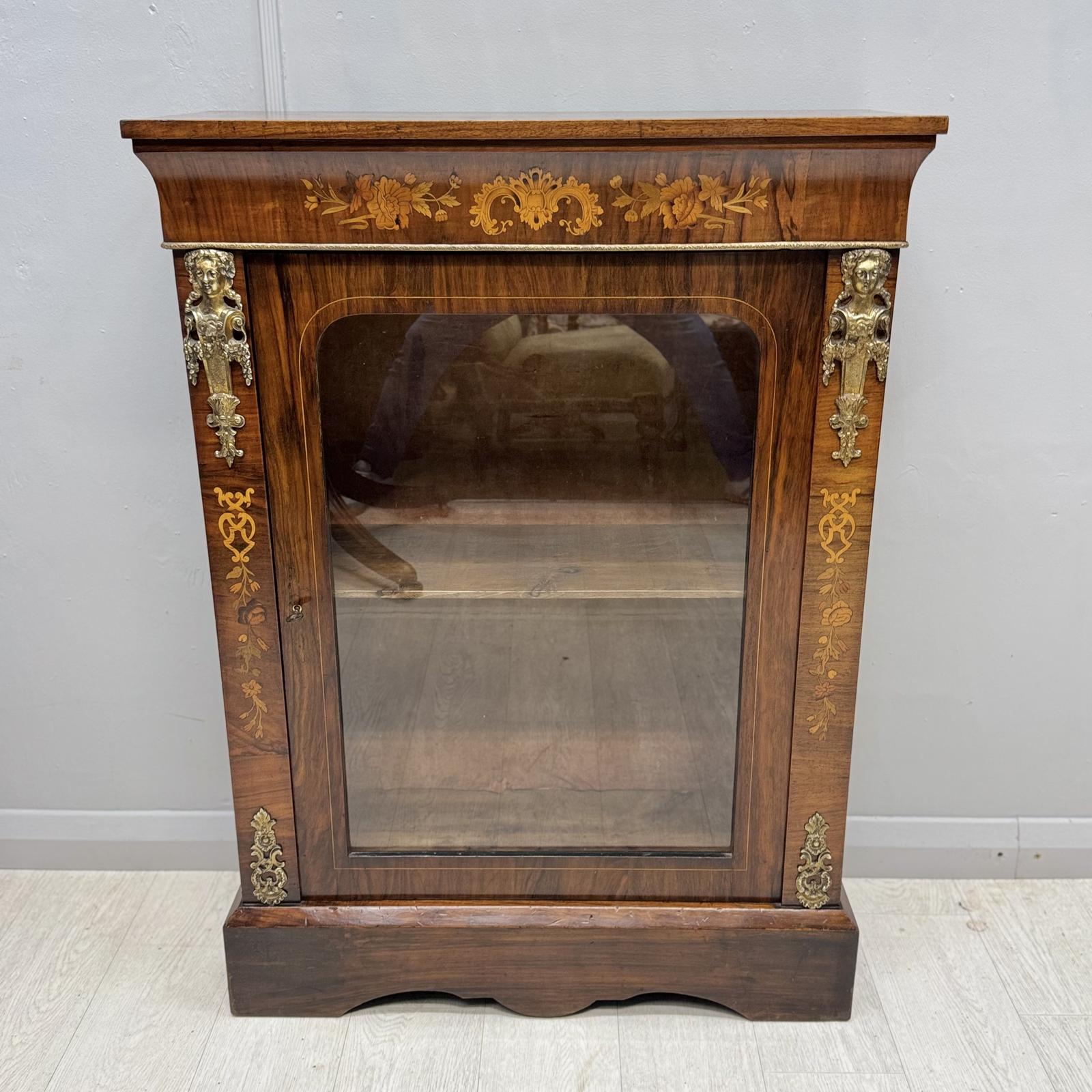 Marquetry Inlaid Pier Display Cabinet with Brass Mounts (1 of 10)