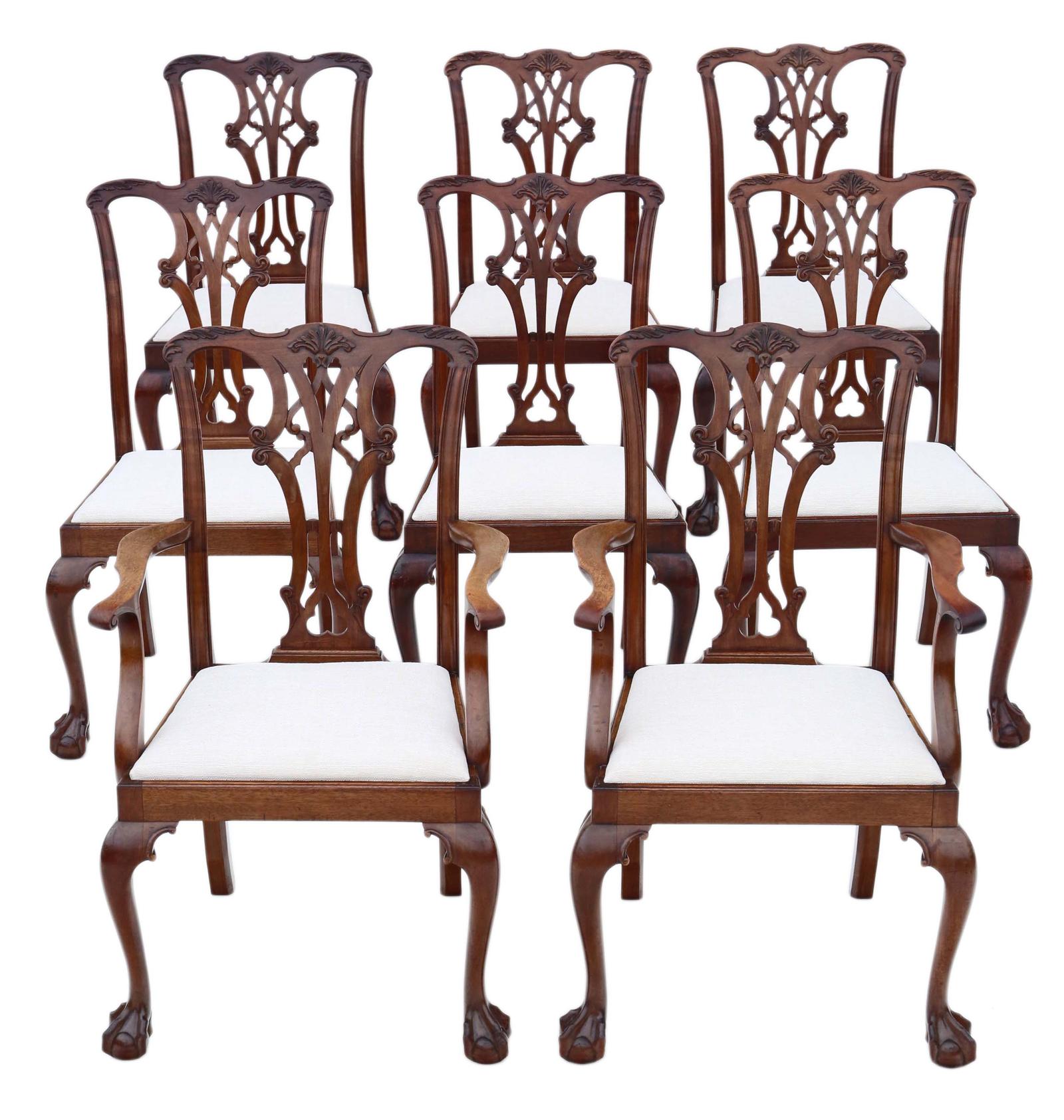 Antique c.1910 Georgian Revival Mahogany Dining Chairs: Set of 8 (6+2) (1 of 12) Antique c.1910 Georgian Revival Mahogany Dining Chairs: Set of 8 (6+2) (1 of 12)
