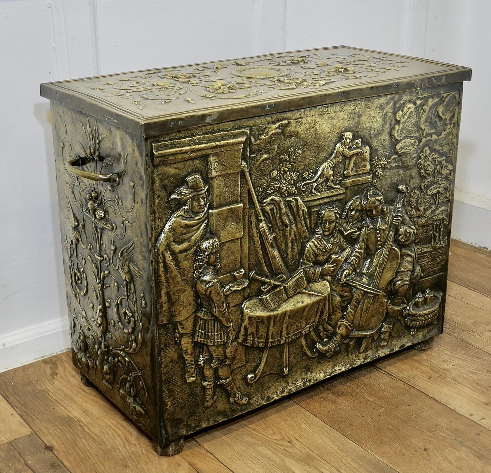 Early Heavily Embossed Brass Box (1 of 9)