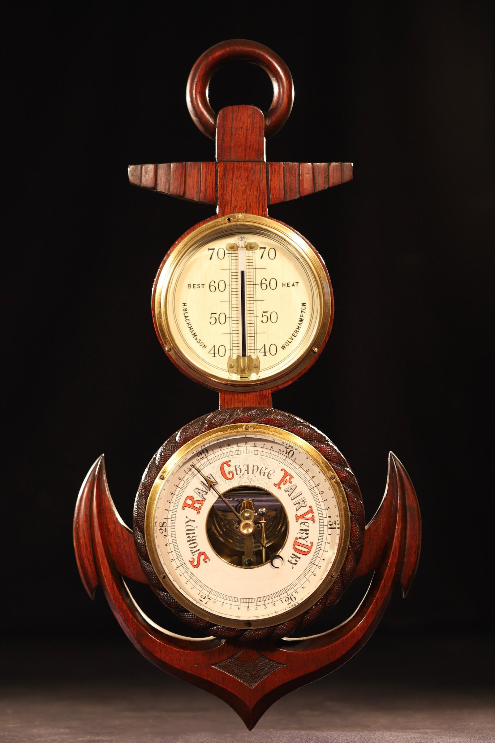 Antique Wall Barometer & Thermometer by Blackham & Son c.1900 (1 of 15)