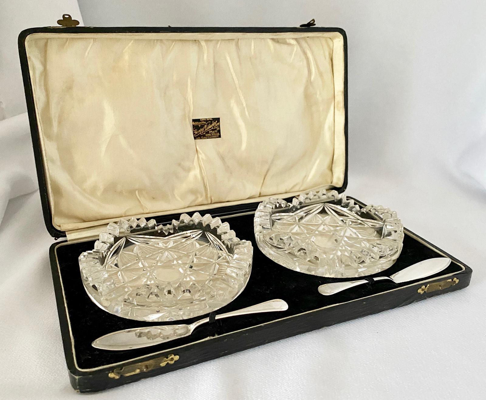 Quality Silver & Crystal Butter Set (1 of 5)