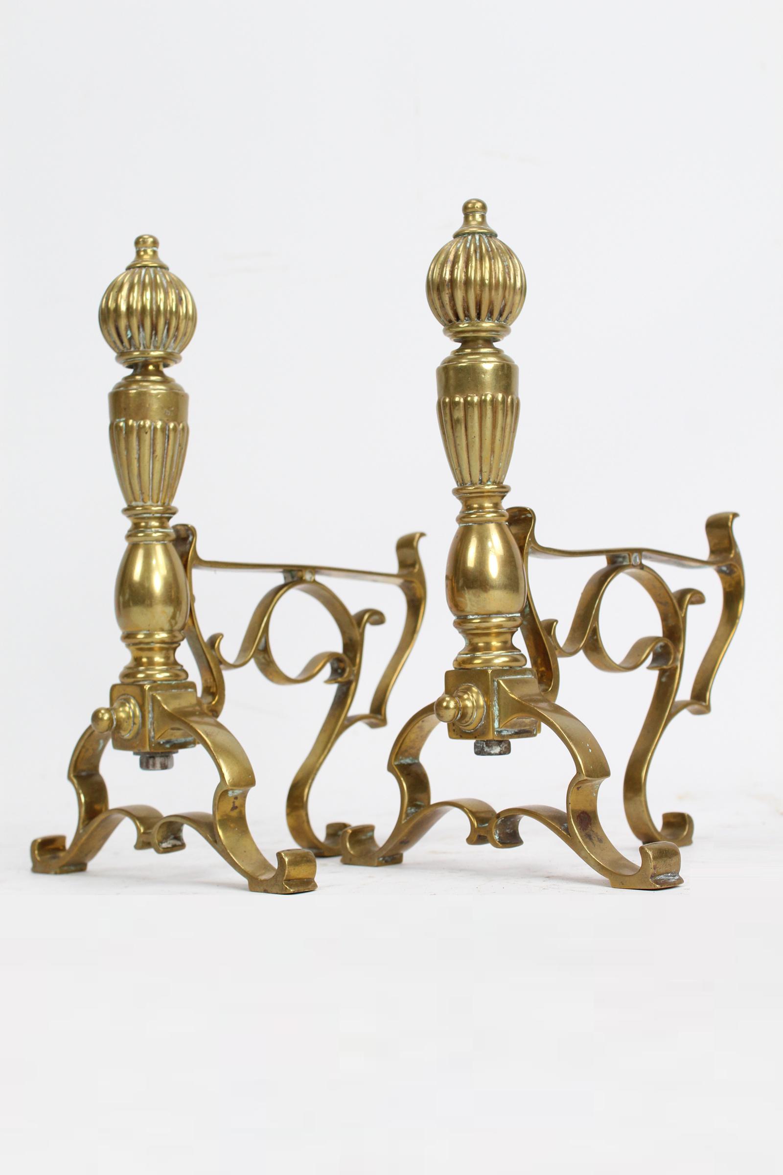 Pair of Victorian Brass Fire Dogs / Andirons (1 of 13)