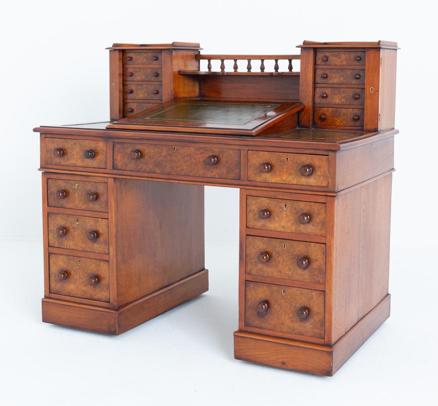 Victorian Burr Walnut "Dickens" Desk (1 of 8)