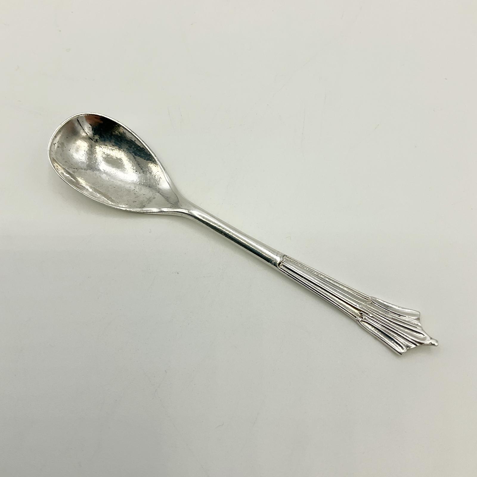 Antique Art Deco Sterling Silver Salt Spoon (1 of 10)