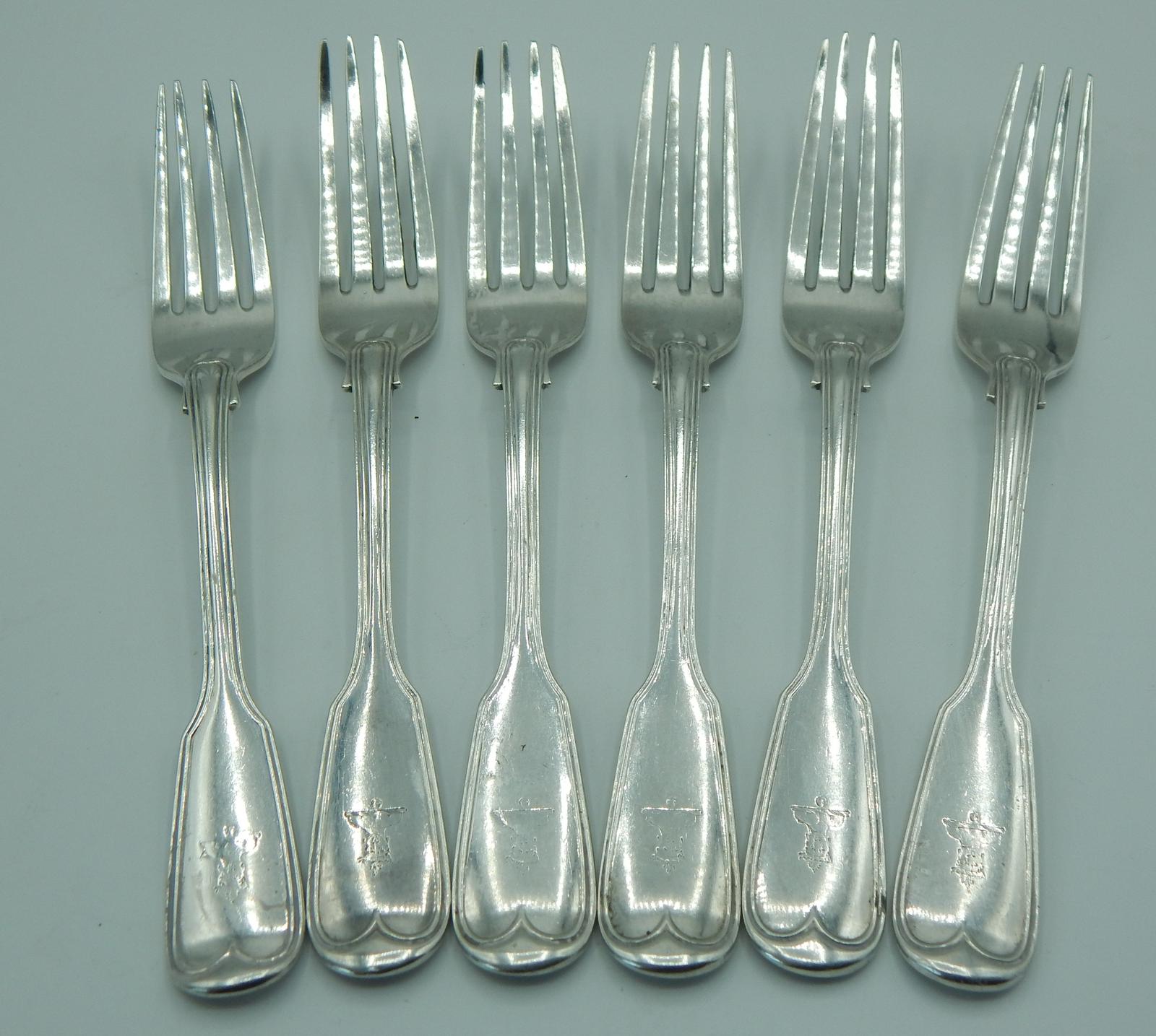 Set of Six Silver Table Forks, Chawner & Co (1 of 8)
