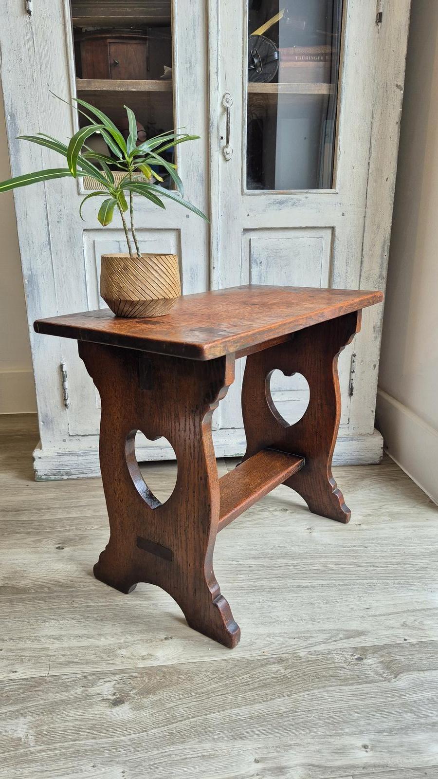 Arts & Crafts Oak Side Table, Antique Oak Furniture (1 of 27)