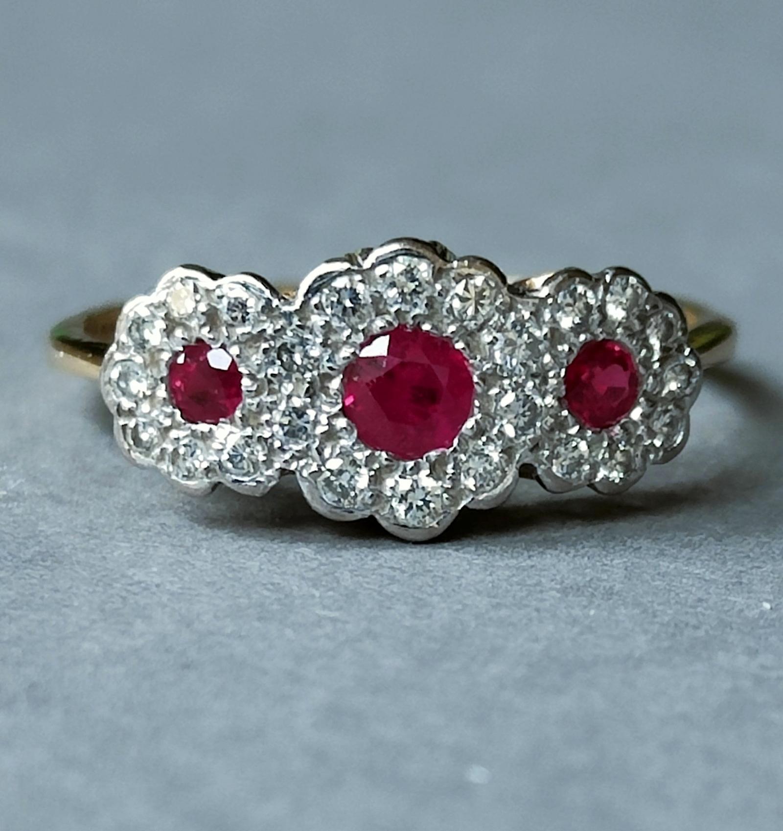 Edwardian 18ct Gold Ruby & Diamond Cluster Ring (1 of 12) Edwardian 18ct Gold Ruby & Diamond Cluster Ring (1 of 12)