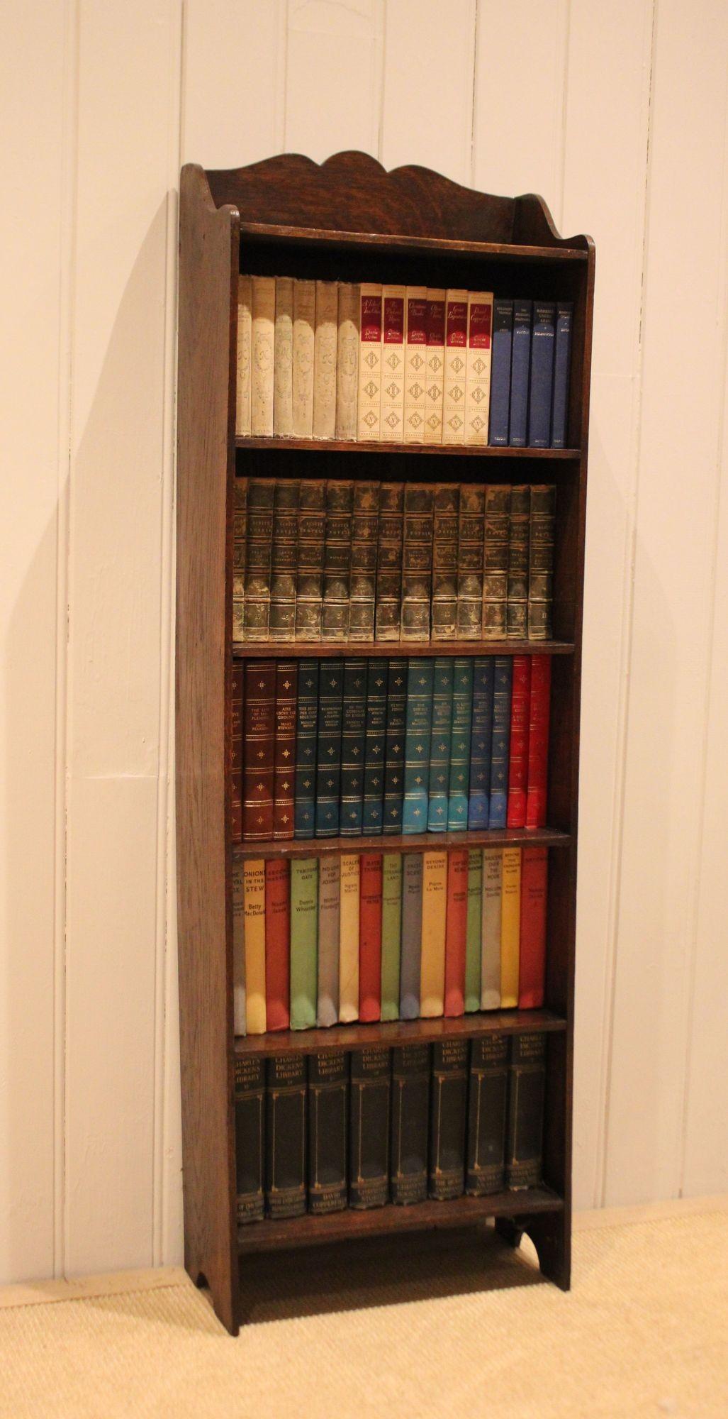 Small Slim Oak Open Bookcase (1 of 12) Small Slim Oak Open Bookcase (1 of 12)