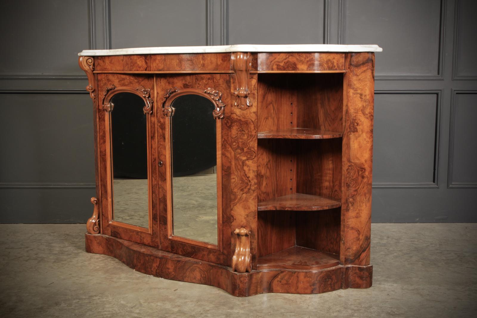 Victorian Shaped Walnut Side Cabinet Credenza (1 of 13)