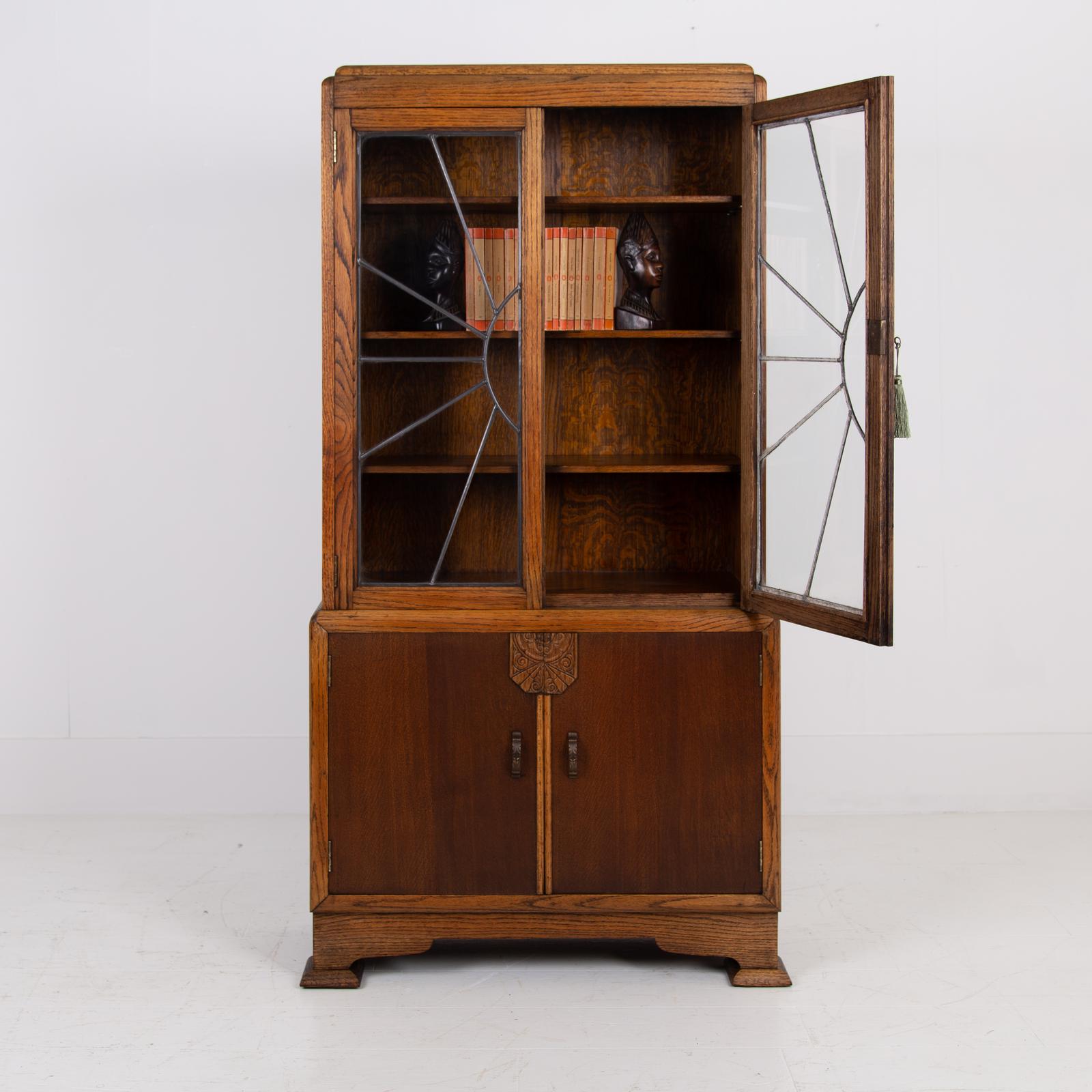 Art Deco Oak Glazed Cabinet Bookcase 1930s (1 of 14) Art Deco Oak Glazed Cabinet Bookcase 1930s (1 of 14)